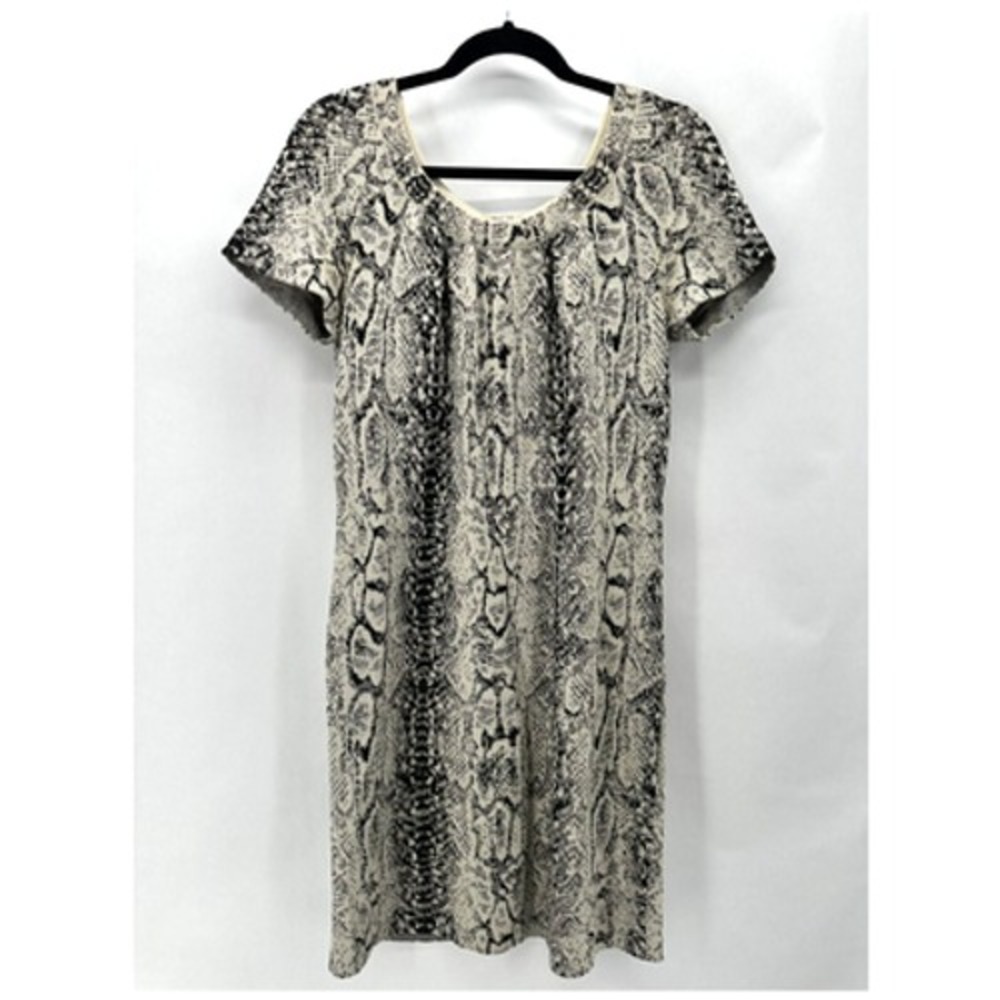 ST. JOHN COLLECTION Python Print Shift Dress Size 4 Ivory Black Old Money Luxury